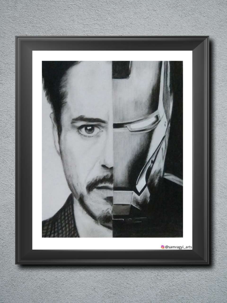 Iron Man Realistic Sketch with Black Frame (8×10 inches)